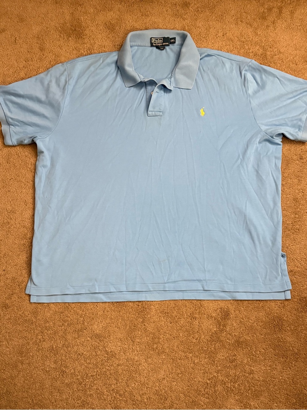 Polo Ralph Lauren Polo Shirt Mens 2XL Cotton Blue Yellow Small Pony XXL